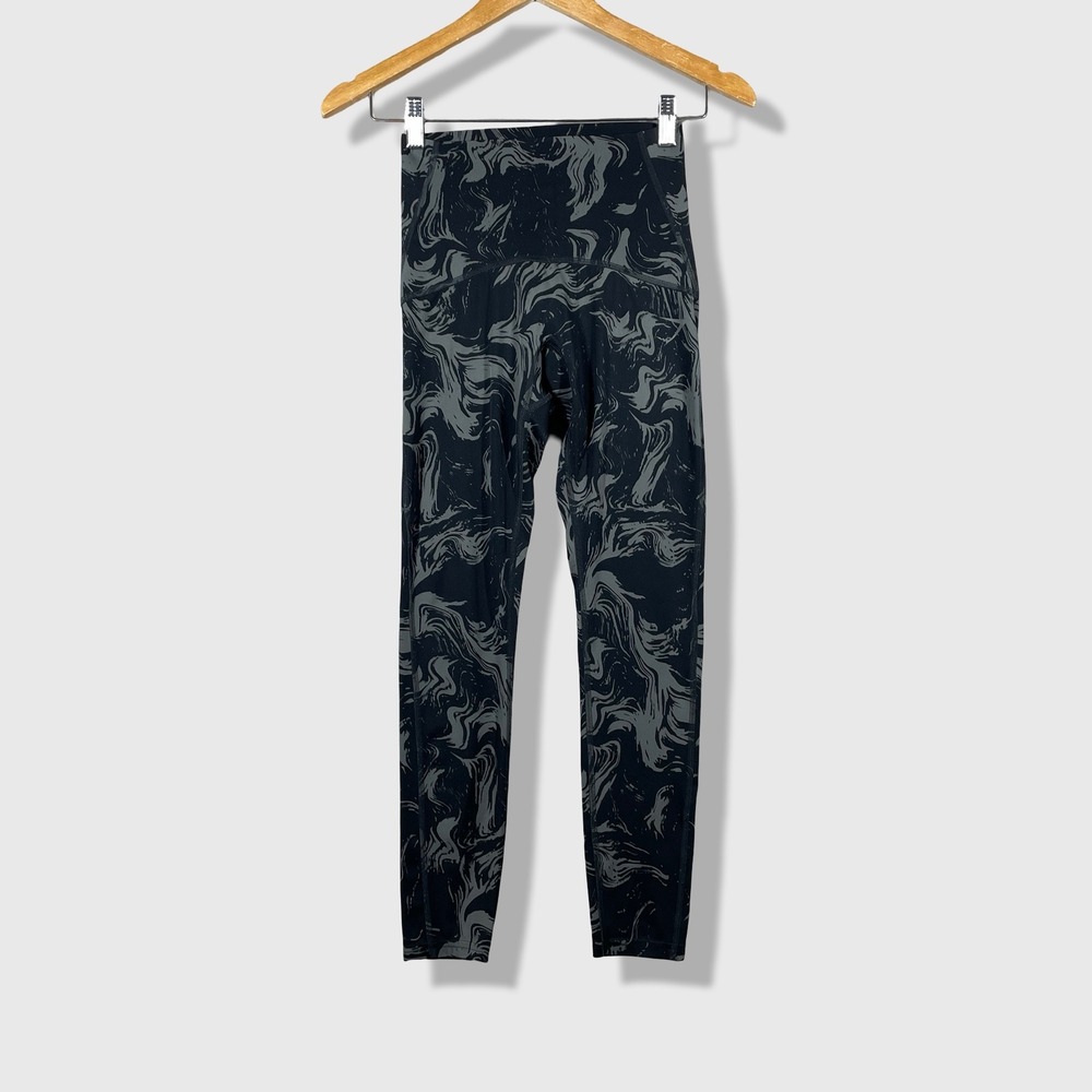 Gymshark Leggings Womens Small Black Grey Marble Print Scrunch‎ Butt Activewear